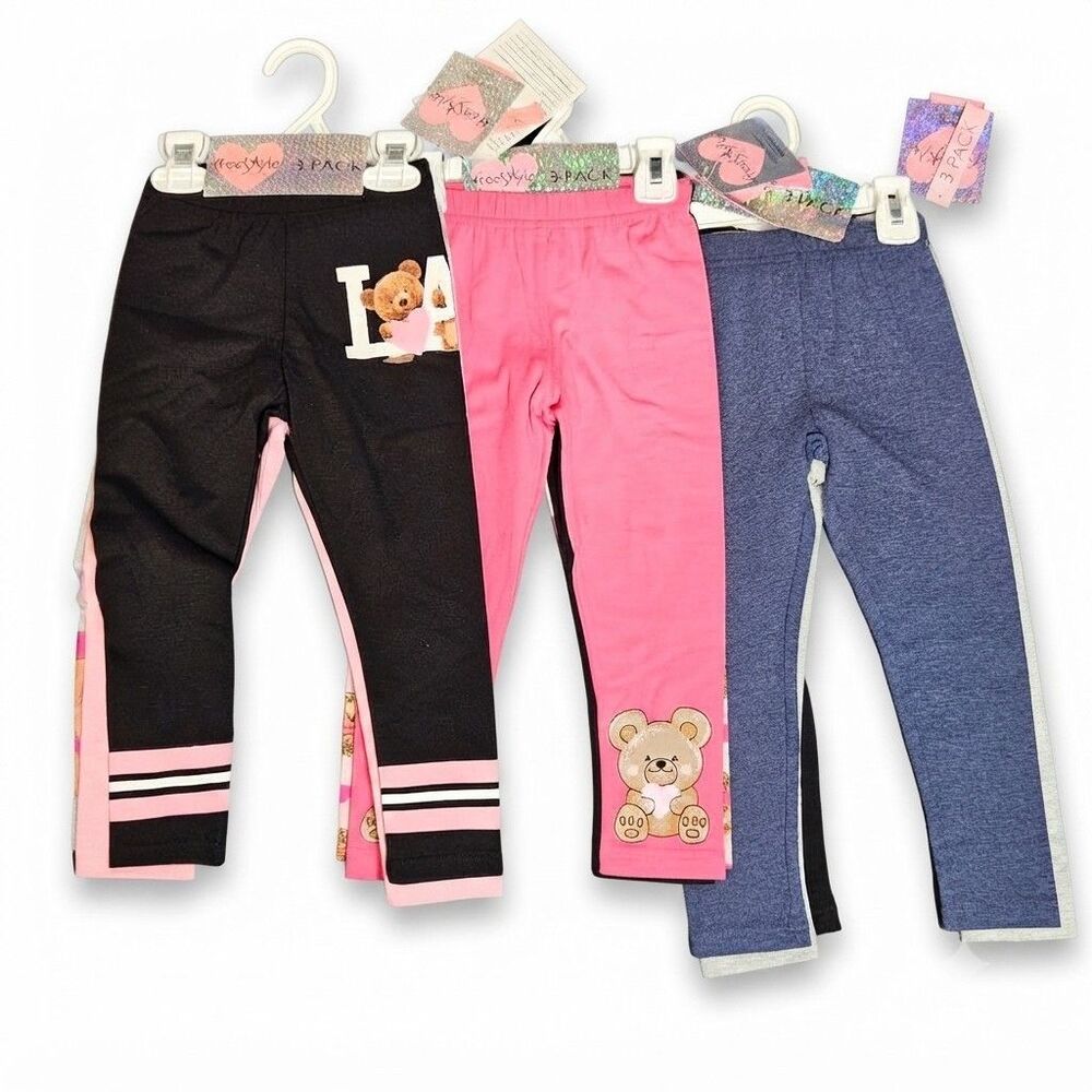 FreeStyle Revolution 9-Pack Leggings Set Toddler Girls Size 3T Multi Bear